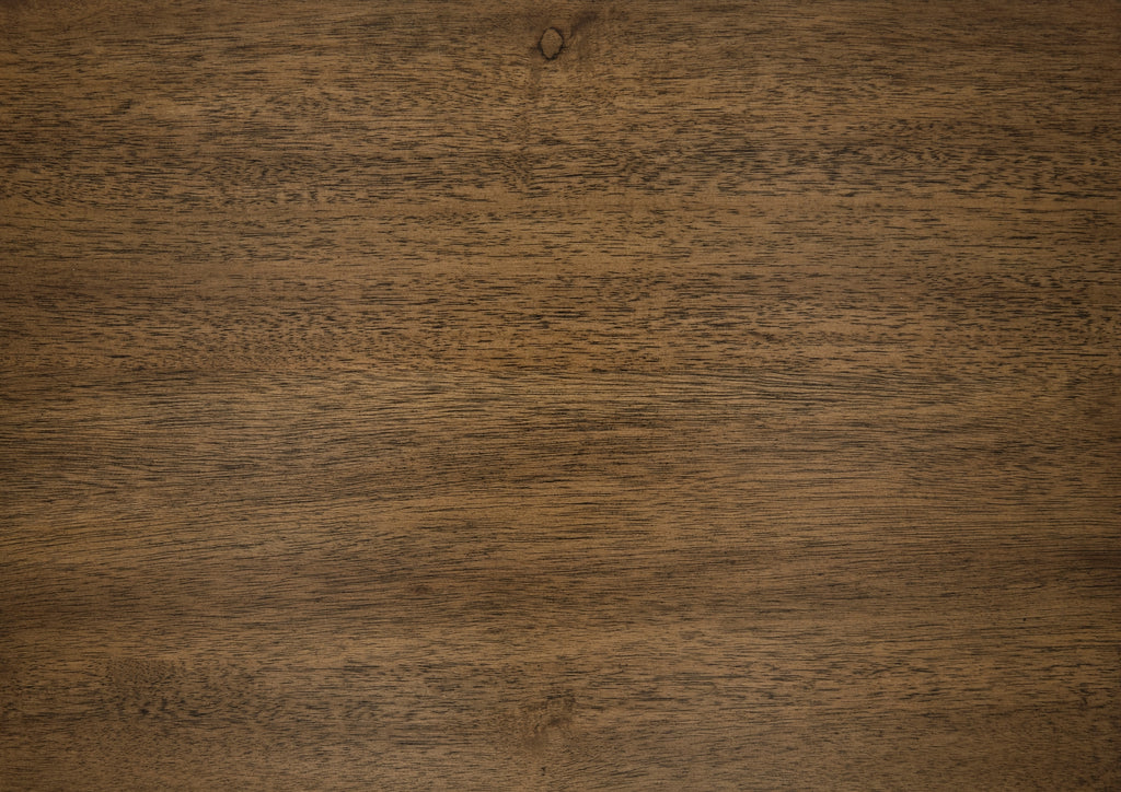 Close-up texture of wood grain finish used on the tabletop and chair seats of the 5pc counter height dining set.