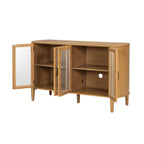 Natural Wood Storage Cabinet for Entryway - 4 Doors.