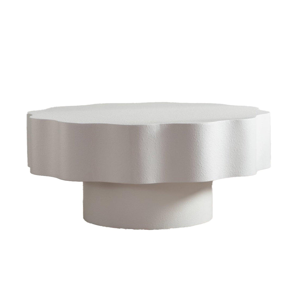 Scalloped White Coffee Table for Modern Living Spaces.