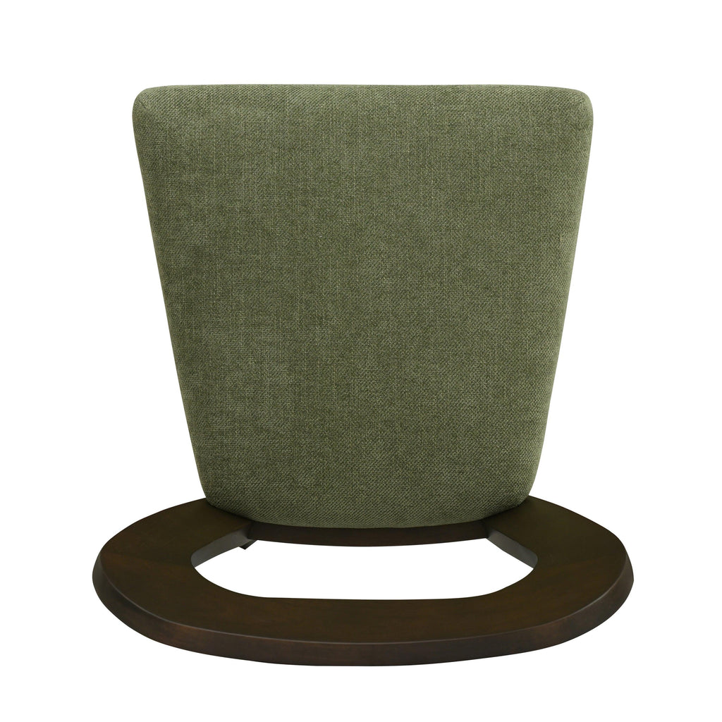 Set of 2 Rubberwood Counter Stools in Dark Brown and Green.