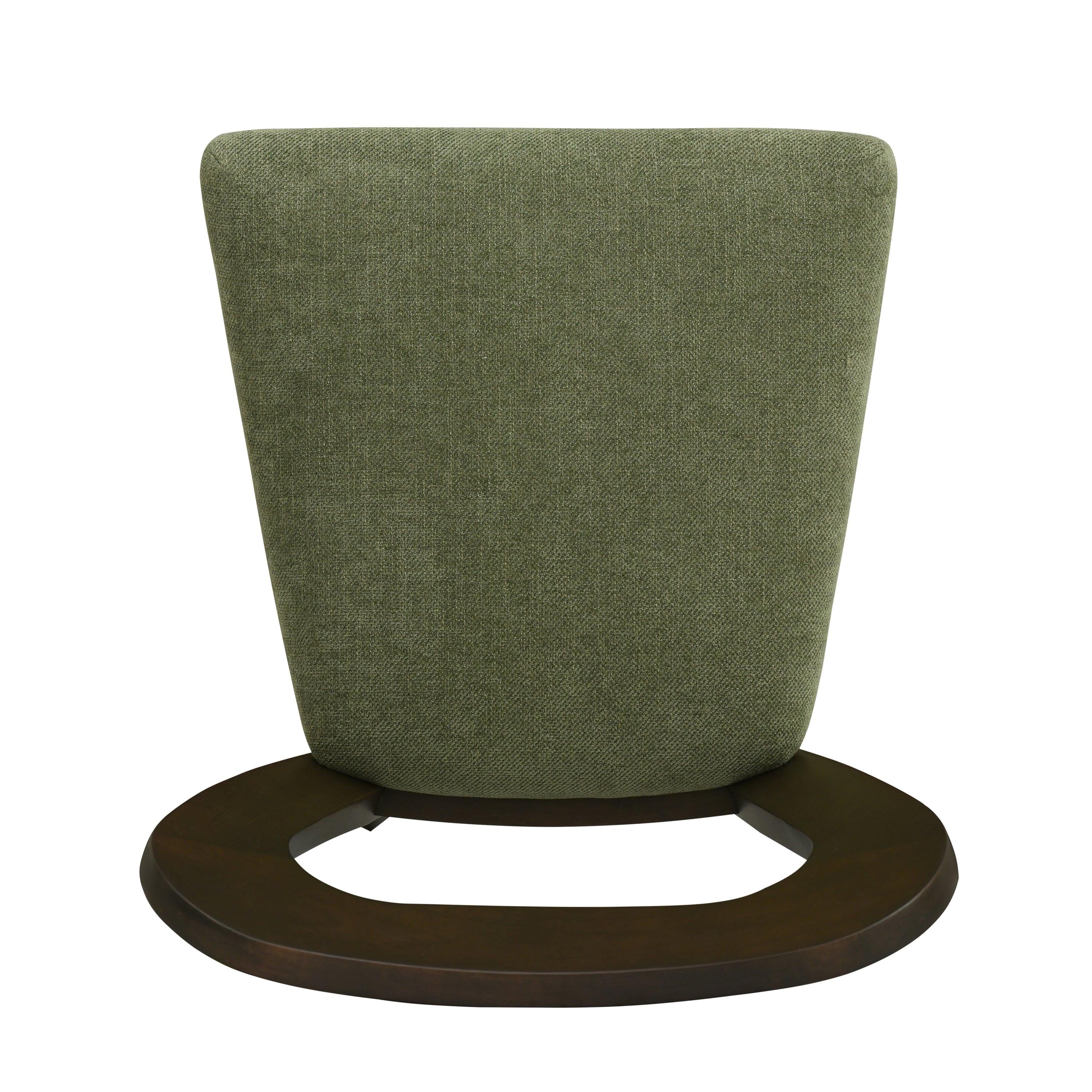 Set of 2 Rubberwood Counter Stools in Dark Brown and Green.