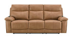 Brown Leather Reclining Sofa with USB & Power Headrest.