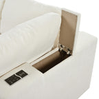 Smart storage compartment inside the armrest of the Modular Sofa with Charging, perfect for organizing essentials.