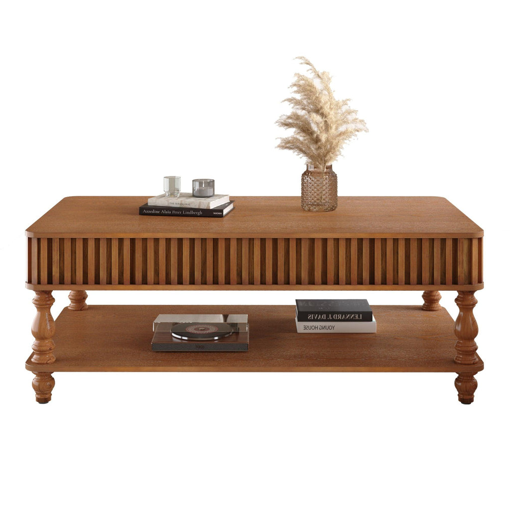 Vintage Brown Lift Top Coffee Table with Storage.