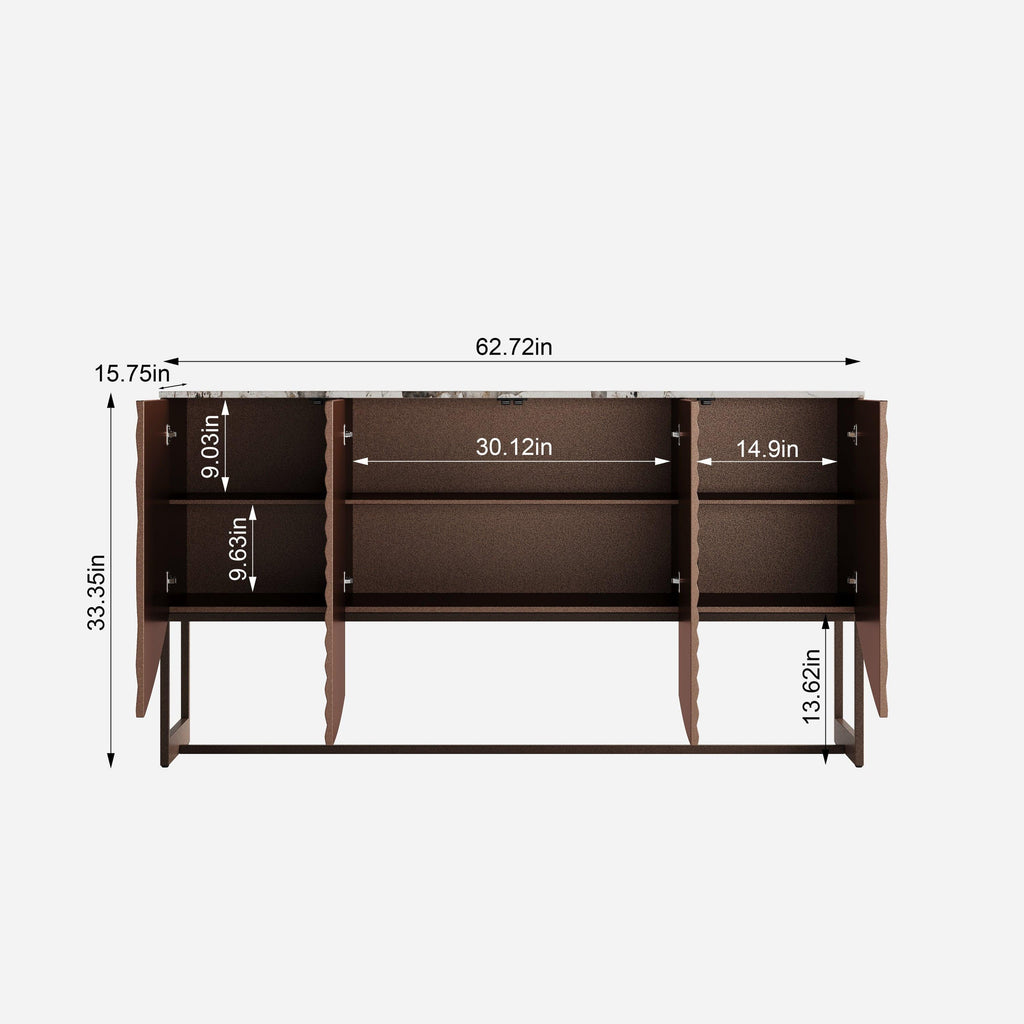 Modern Luxury Sideboard Cabinet with Unique 3D Wave Texture.