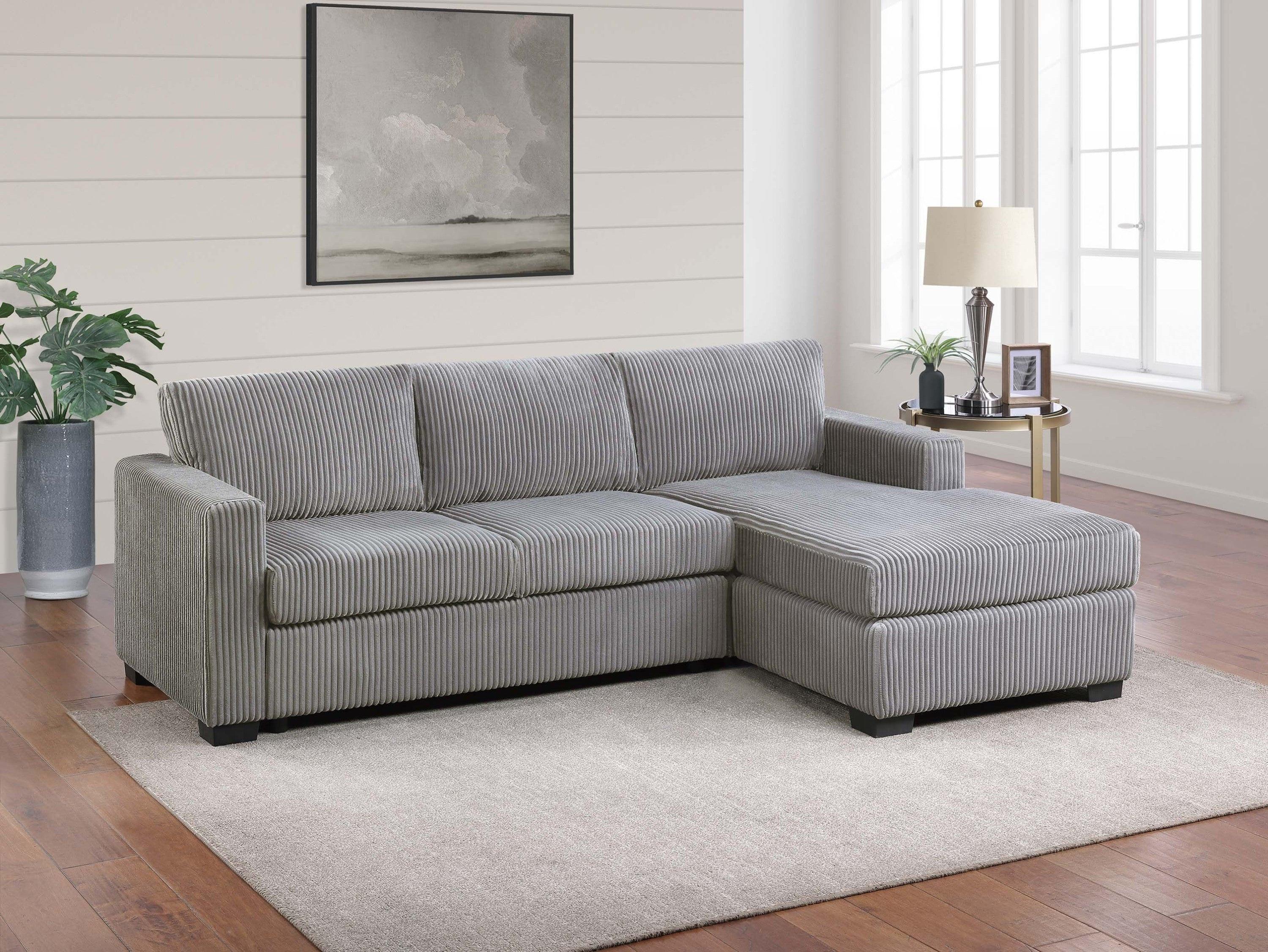Light Gray L-Shaped Sectional Sofa for Modern Living.
