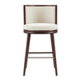 Evalyn Cream Textured Chenille Barstool with Beech Wood Legs