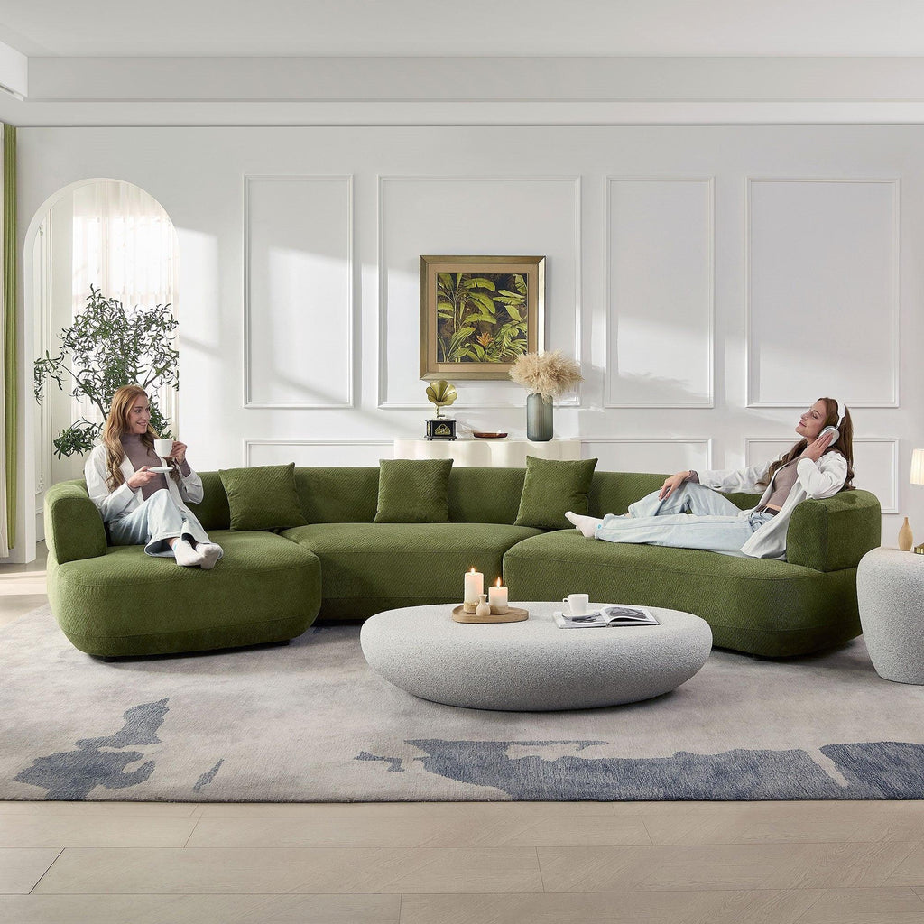 155.91 Inch Curved Modular Sofa with Pillows.