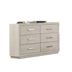 Light Gray Dresser with Mirror - Six Drawers Storage.