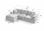 Dimension diagram of Chenille Cloud Sofa - Comfortable & Combinable. Includes detailed measurements for modular sectional layout.