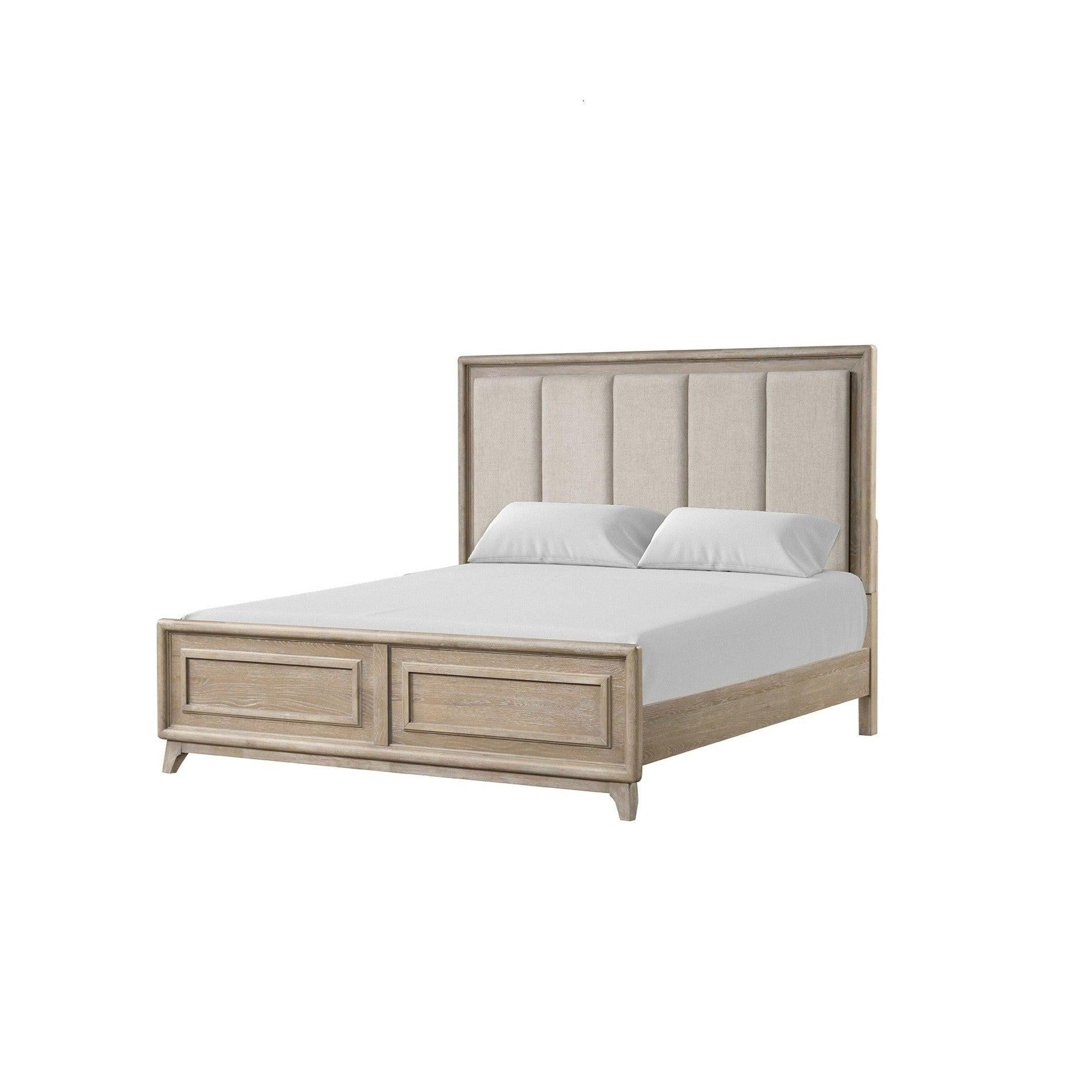 Eastern King Size Bed in Oak Finish with Channel Headboard.