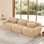 Modular Sectional Sofa with Plush Fabric, Ottoman & Pillows.