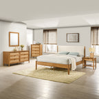 Vichy 5-Piece Walnut Rubberwood Queen Bedroom Set with Corduroy Bed
