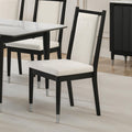 Contemporary Dining Side Chair - Modern Seating | 2pc Set shown in a dining room with black frame, white upholstery, and arrow legs.