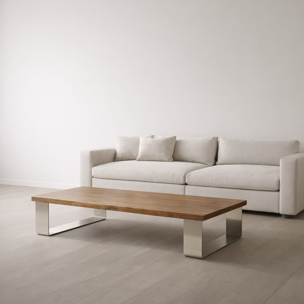 Large Coffee Table with Metal Legs - Minimalistic Design.