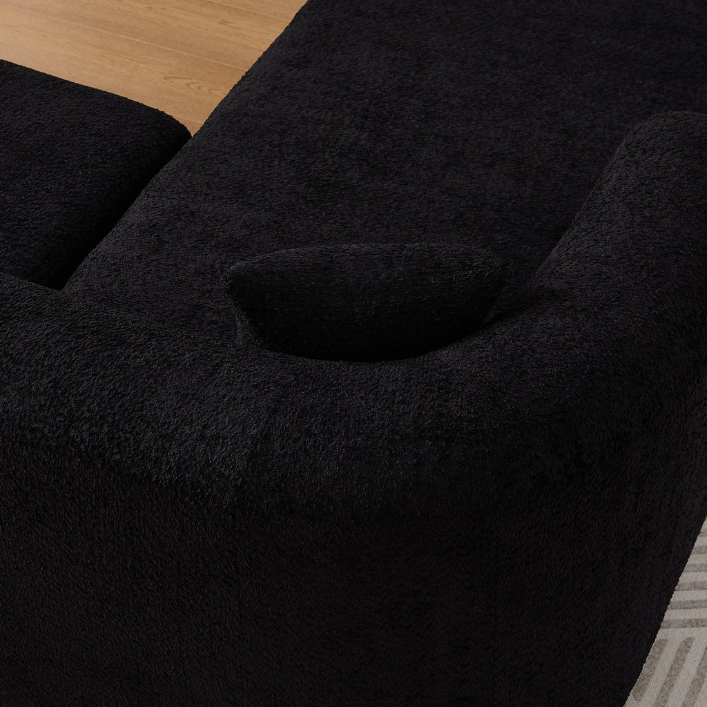 Modular Sectional Sofa with Curved Back & Chenille Fabric.