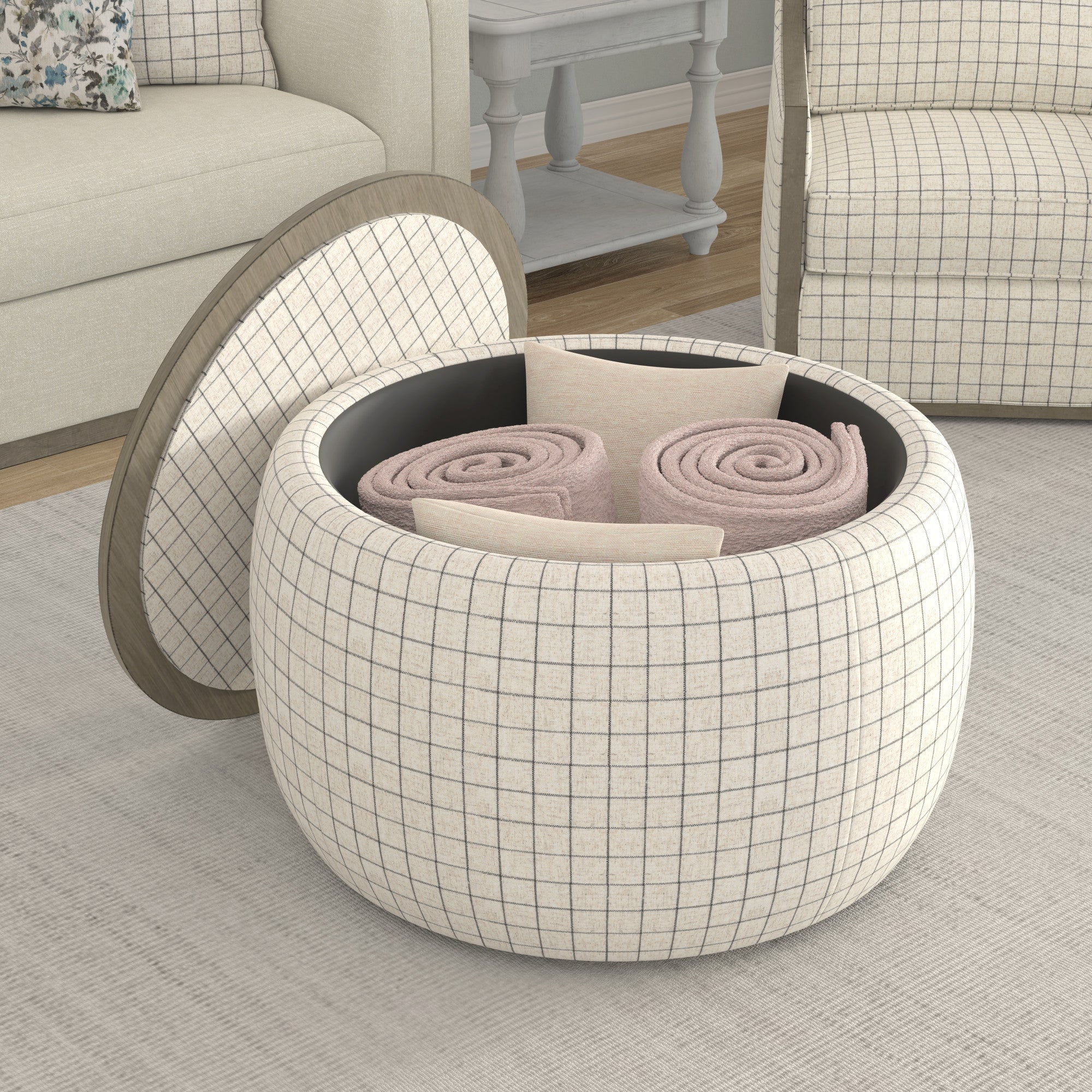 White Storage Ottoman
