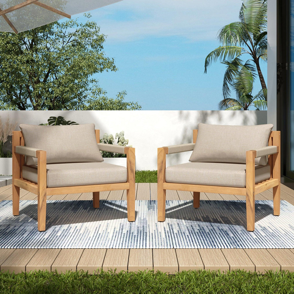 Acacia Wood Outdoor Leisure Chair - Comfortable Patio Seating.