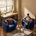 FX-P55-1S-RB1-2PCS Luxurious Quilted Blue Armchair.