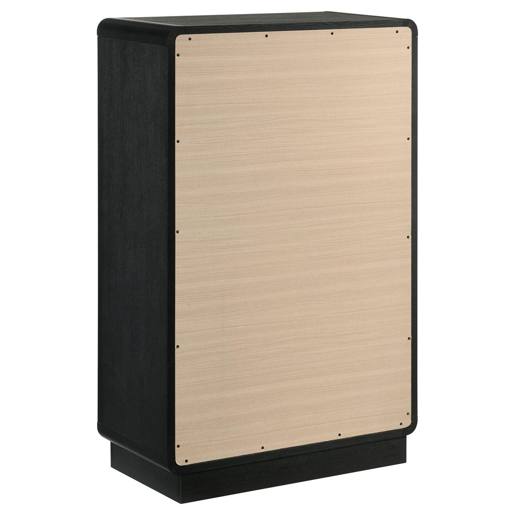 Burton Black 5-Drawer Chest of Drawers for Bedroom Storage.