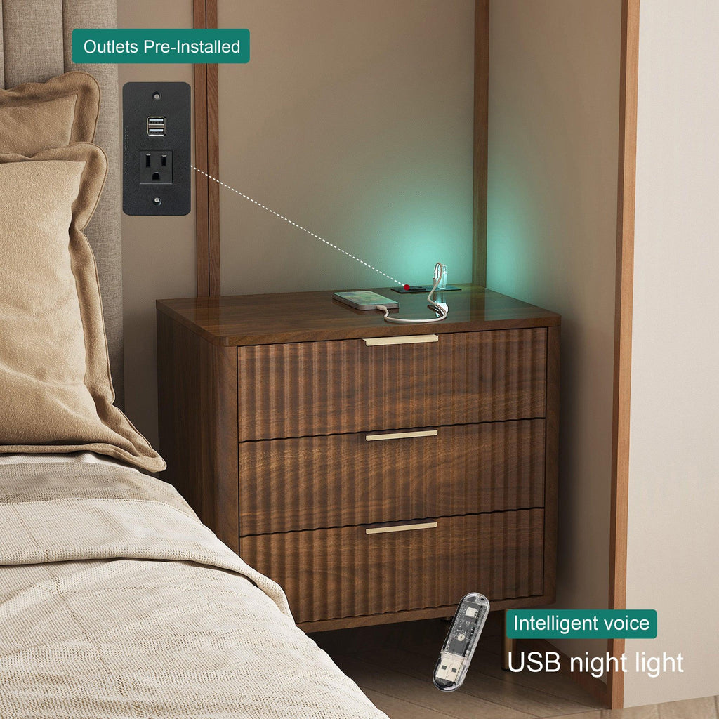 Smart Nightstand with Charging Station for Bedroom.