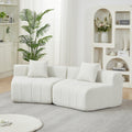 Chenille Curved Sectional Sofa with 2 Pillows.