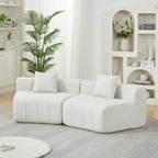 Chenille Curved Sectional Sofa with 2 Pillows.