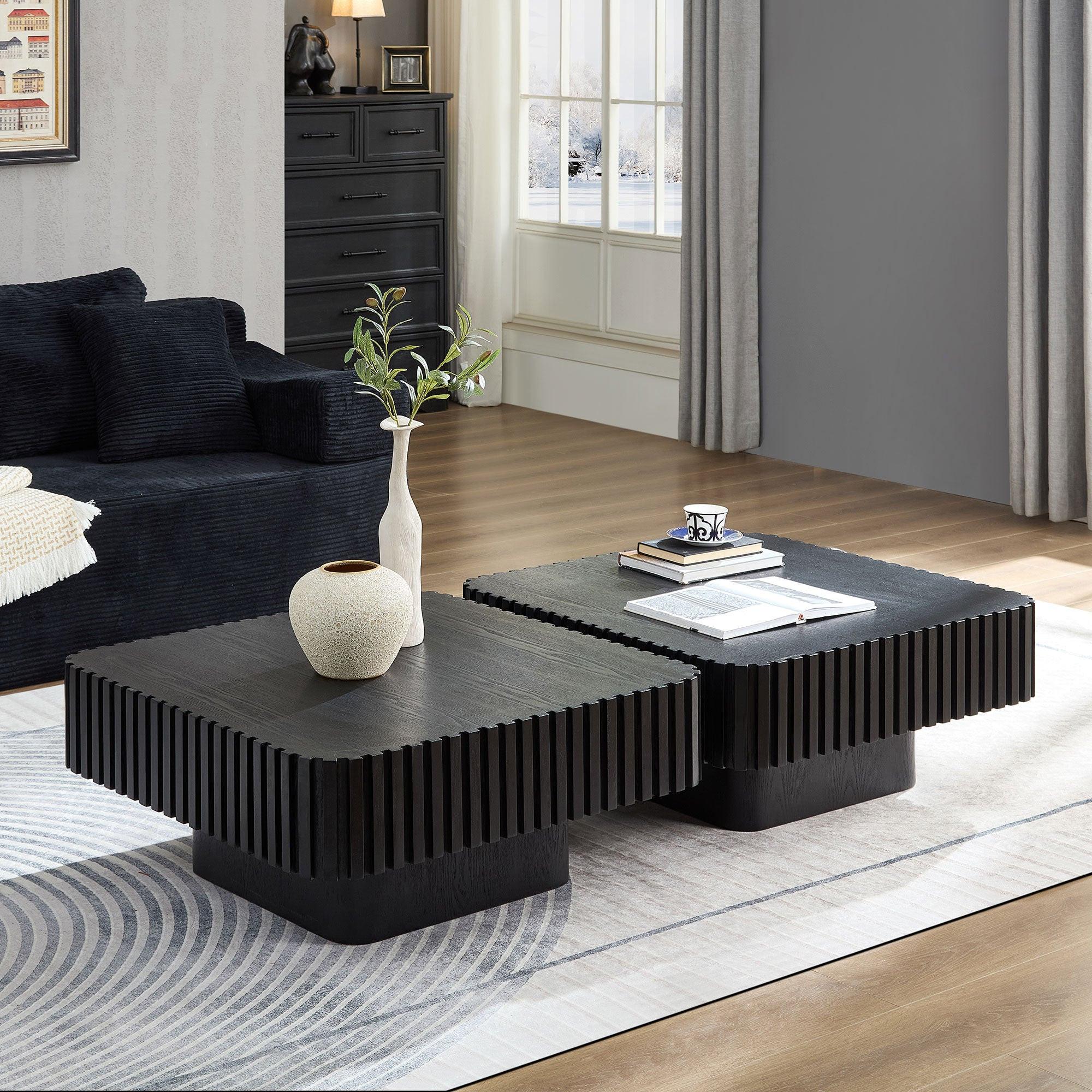 2PCS Modern Drum Coffee Table Set for Living Room.