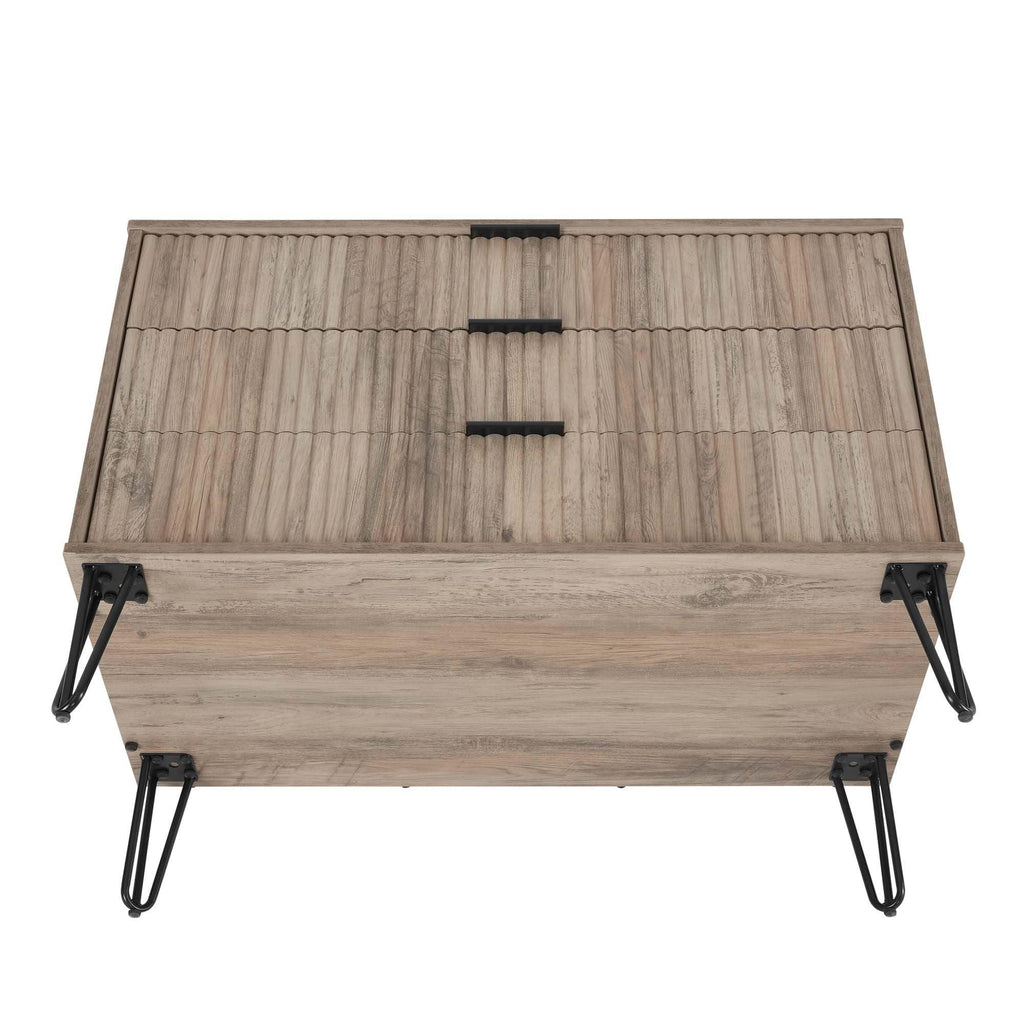 Dumbo 35' Fluted Dresser in Rustic Gray (3-Drawer).