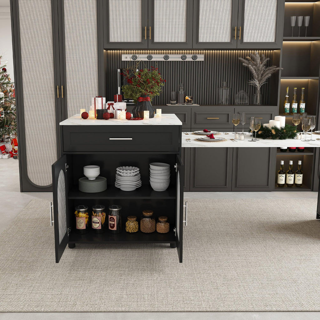 Expandable Kitchen Island with Power Outlet & Storage.