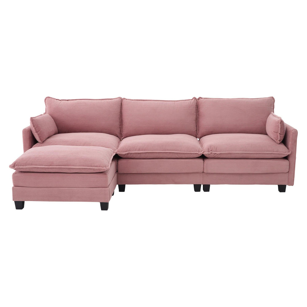 Oversized Modular Sectional Sofa with Movable Ottoman.