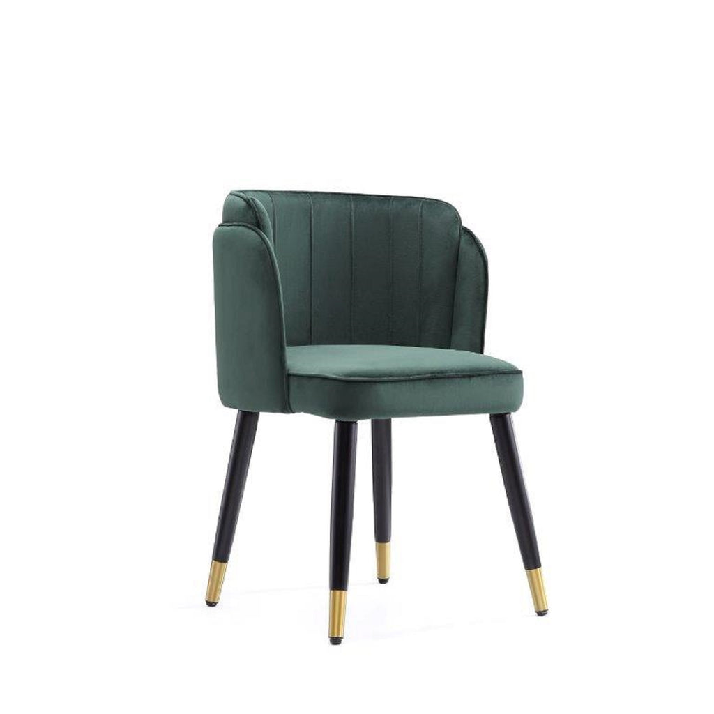 Zephyr Wood Velvet Dining Chair in Green