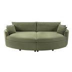 Green Oversized Double Chaise Lounge Sofa with Upholstered Corduroy Fabric, Deep Seat, USB Ports, and Removable Pillows – 102.3'