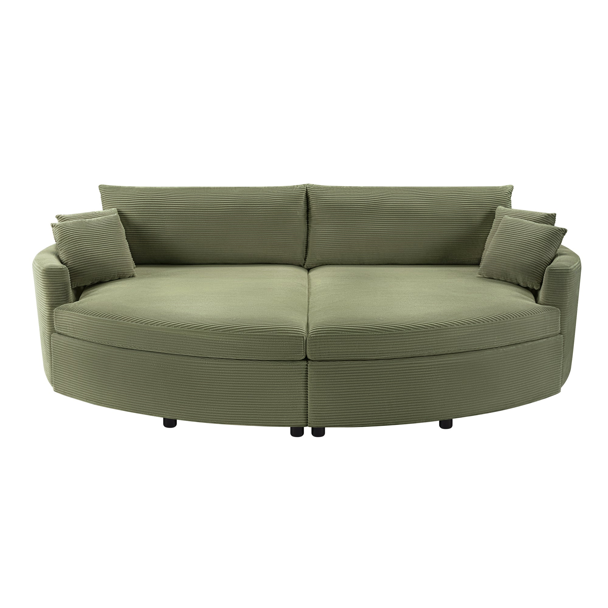 Green Oversized Double Chaise Lounge Sofa with Upholstered Corduroy Fabric, Deep Seat, USB Ports, and Removable Pillows – 102.3'