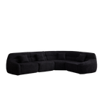 Angled view of Modern Black Modular Sofa - Luxury Chenille with plush cushions and curved design, perfect for luxury living spaces.