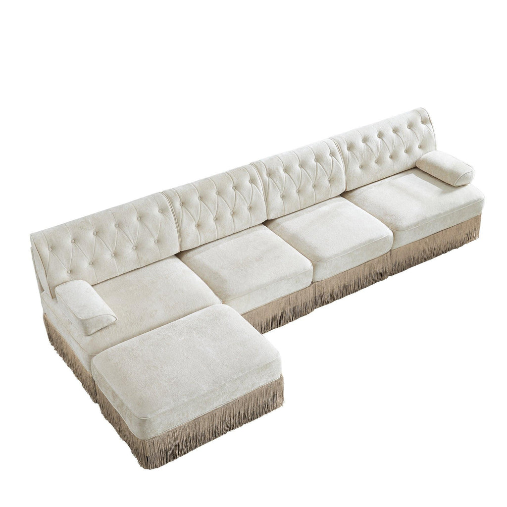 Beige Velvet Chesterfield Sofa for Living Rooms & Bedrooms.