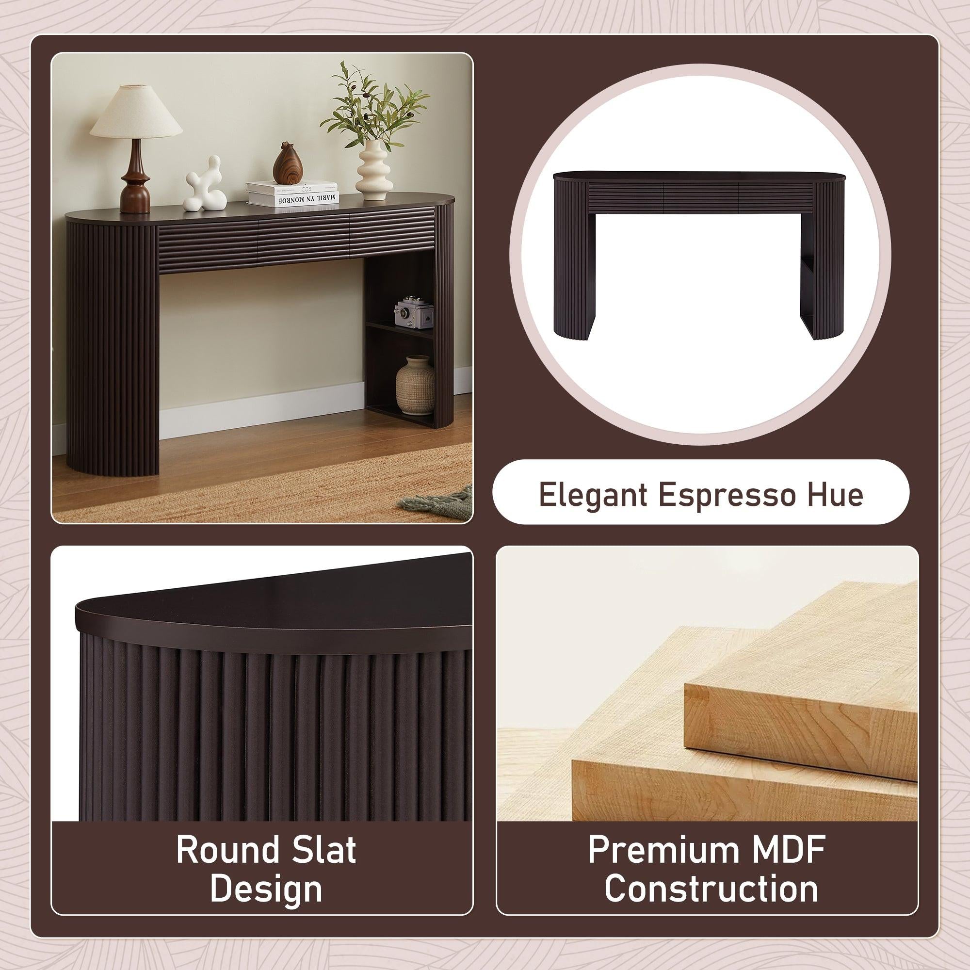 Retro Console Table with Storage for Living Room & Entryway.