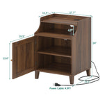Farmhouse Nightstand with Charging Station and Storage.