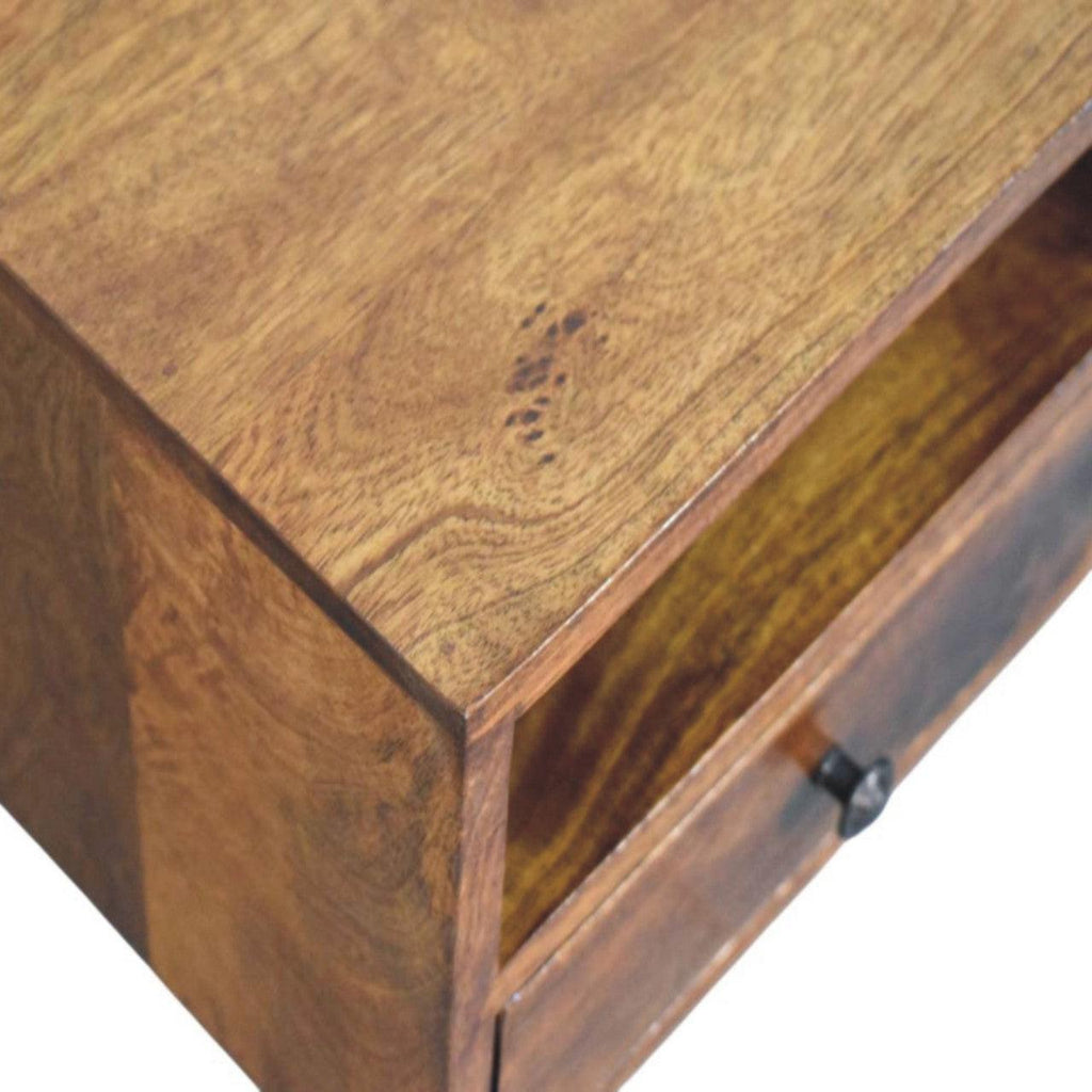 Solis 1-Drawer Chestnut Wall-Mounted Nightstand, 1 Open Slot, Brown.