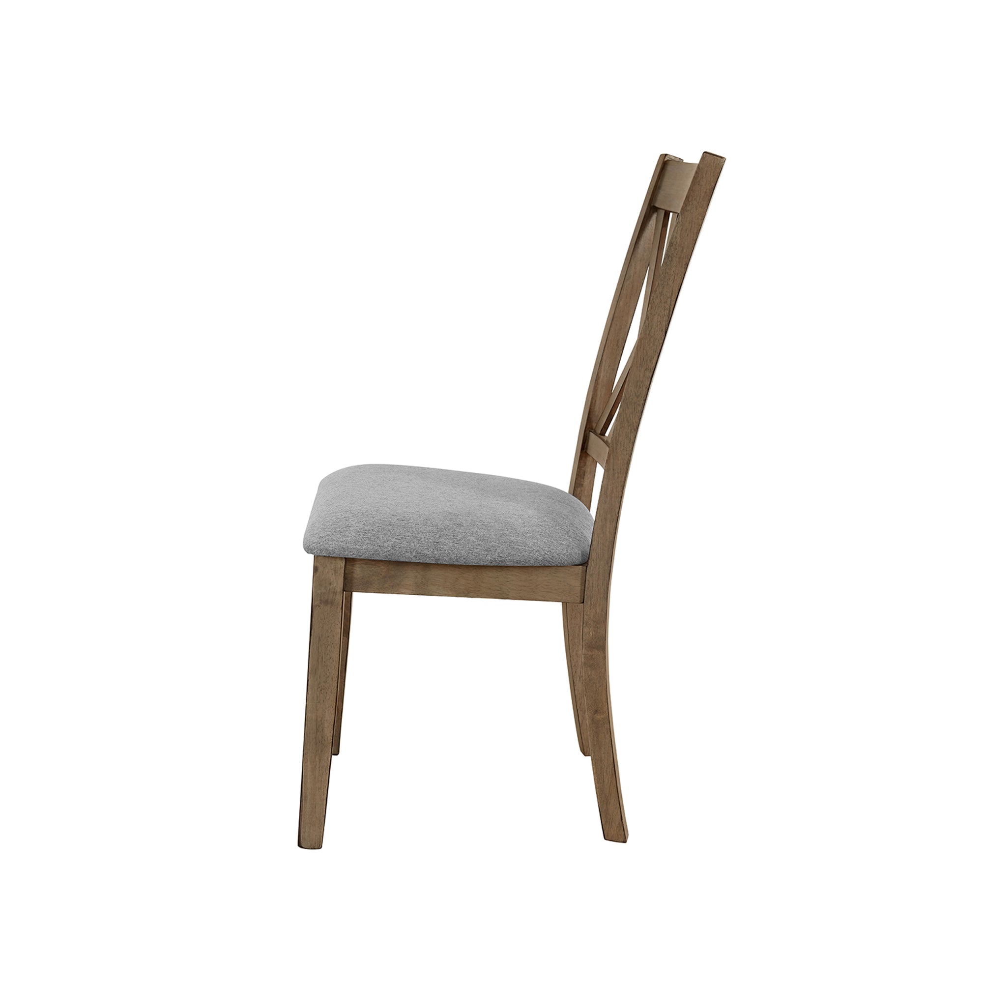 Opposite side view of Amador Cross Back Chair showing ergonomic back support and solid wood legs.