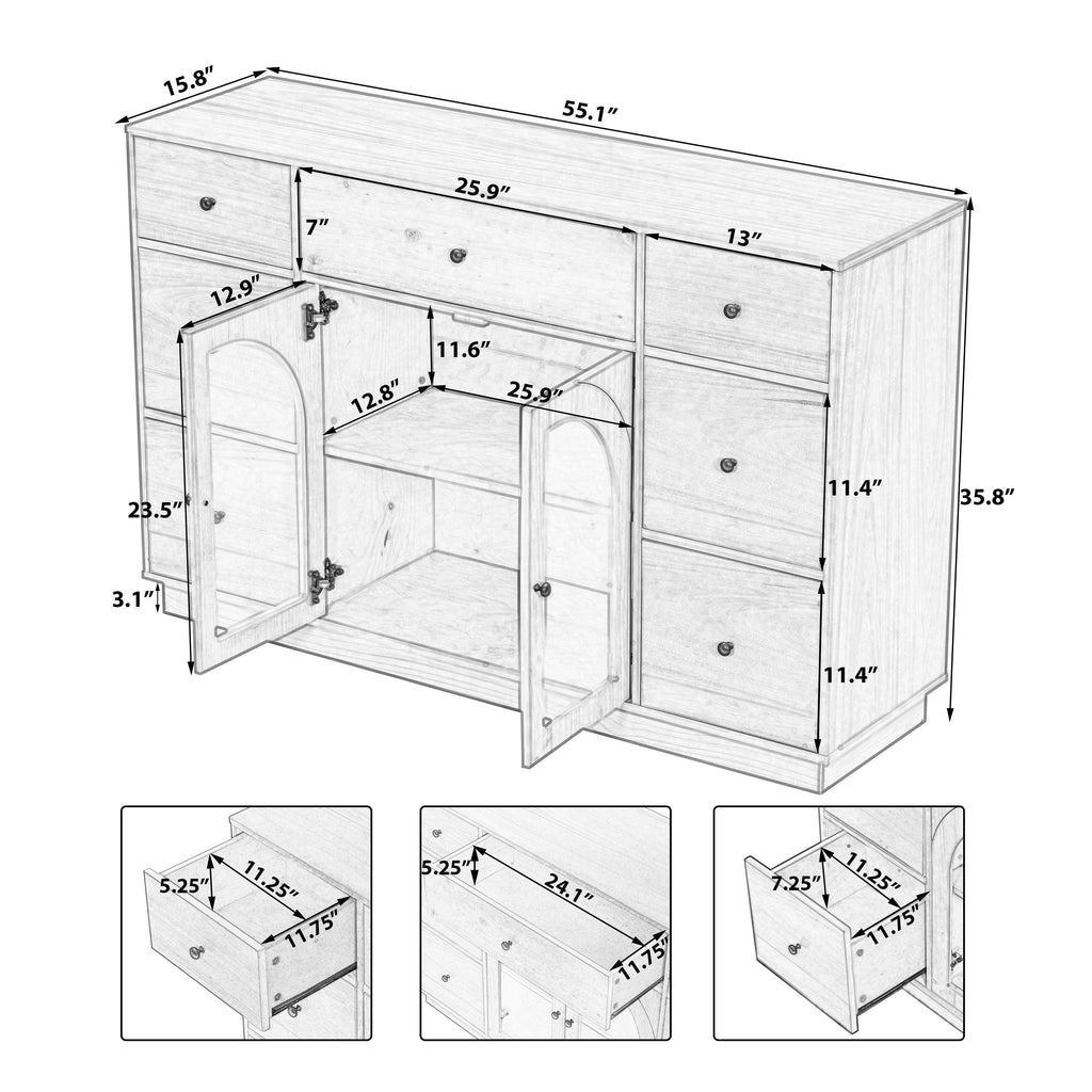 Natural Wood Storage Cabinet for Living Room and Dining.