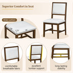 Upholstered chair from Farmhouse Dining Set with breathable fabric, lumbar support, and wide cushion for superior seating comfort.