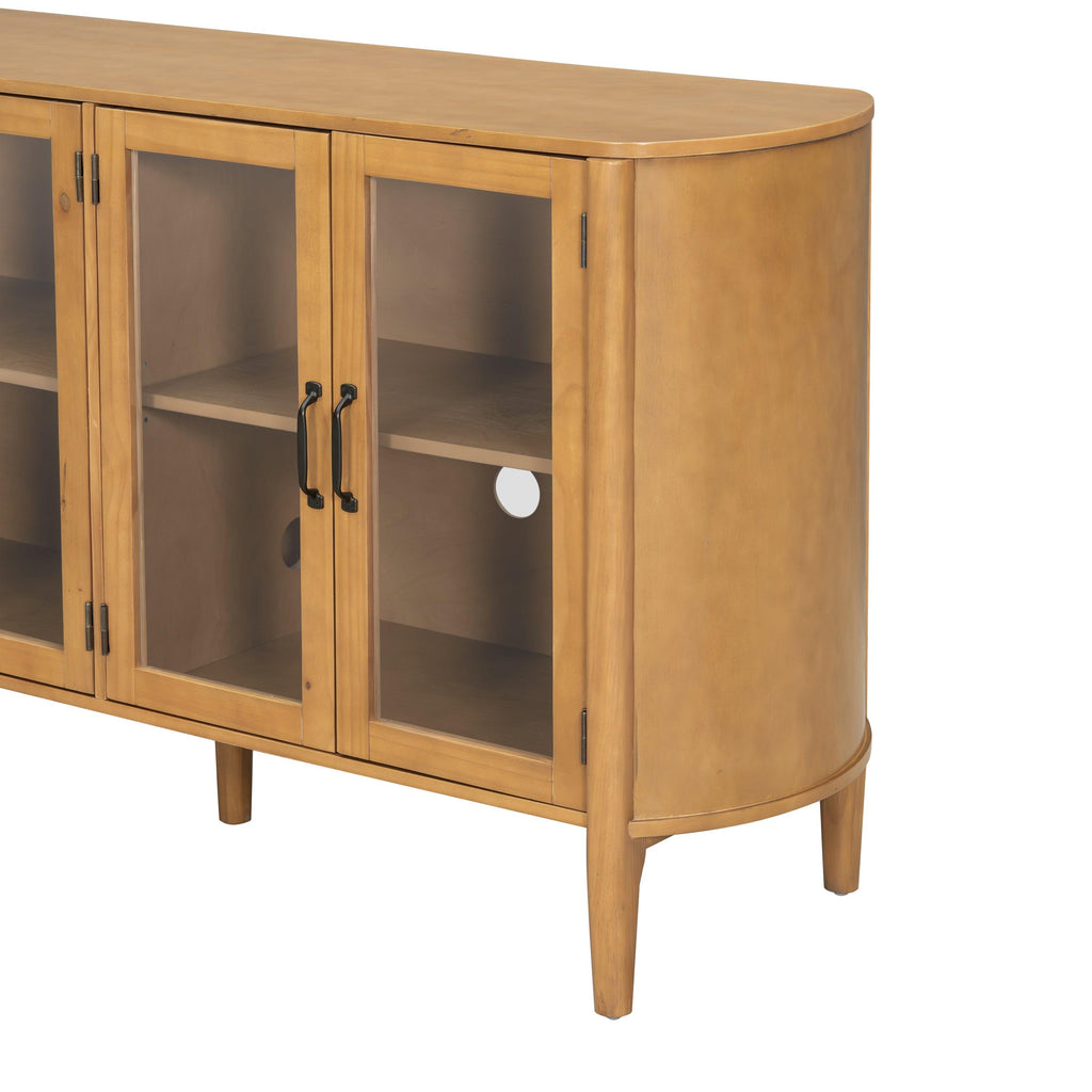 Natural Wood Storage Cabinet for Entryway - 4 Doors.