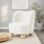 Boucle Upholstered Accent Chair with Curved Back.