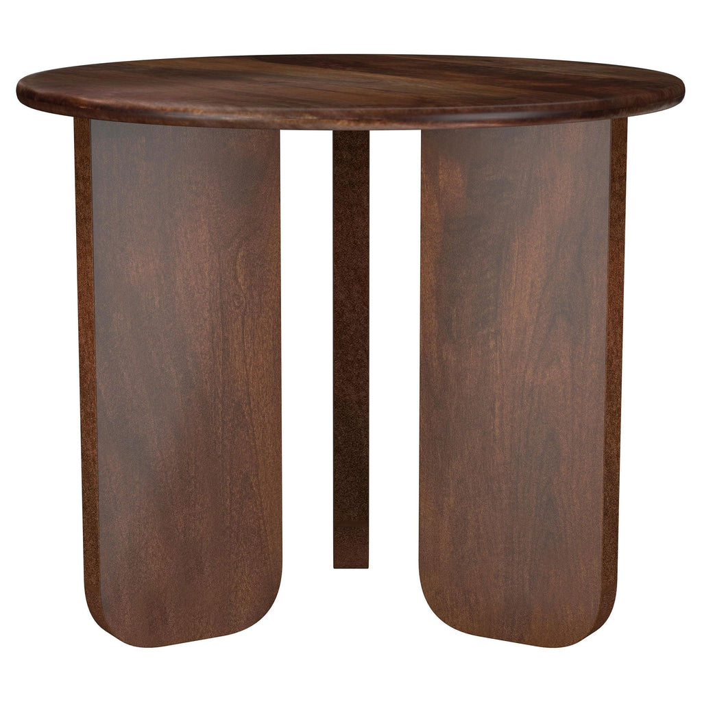 Columbo Brown Round End Table - Solid Mango Wood.