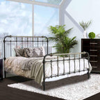 Antique Black King Size Bed with Gold Accents.