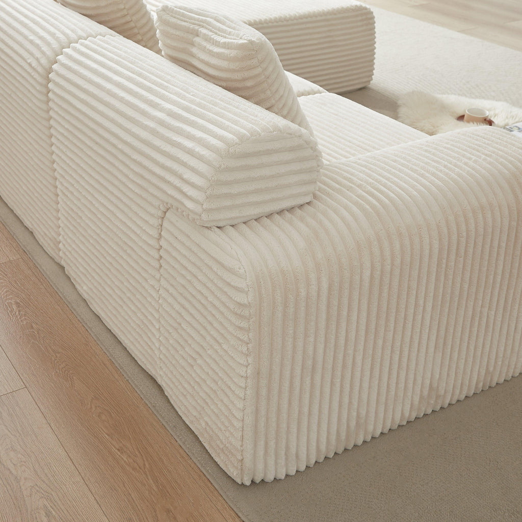 114-inch Modular Corduroy Sofa for Flexible Spaces.
