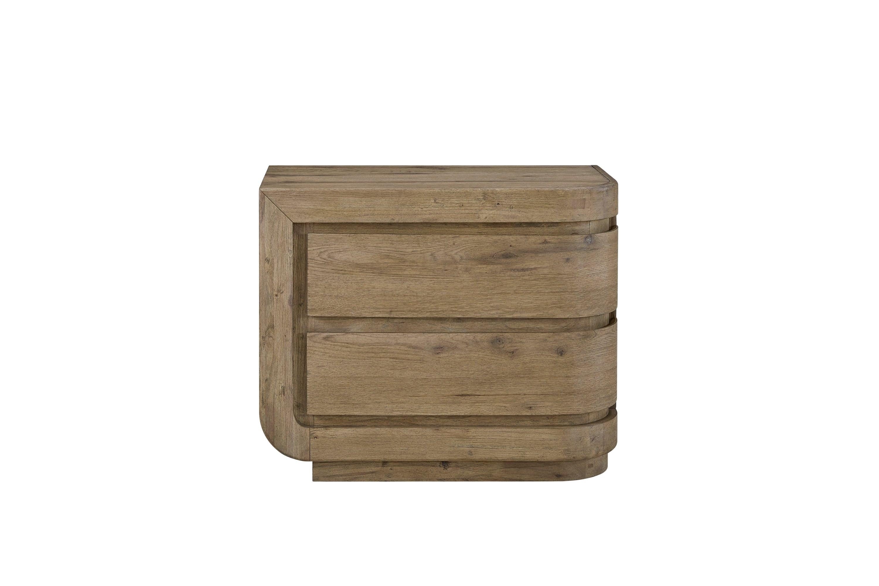 Left Nightstand Oak with USB Charging and Storage.