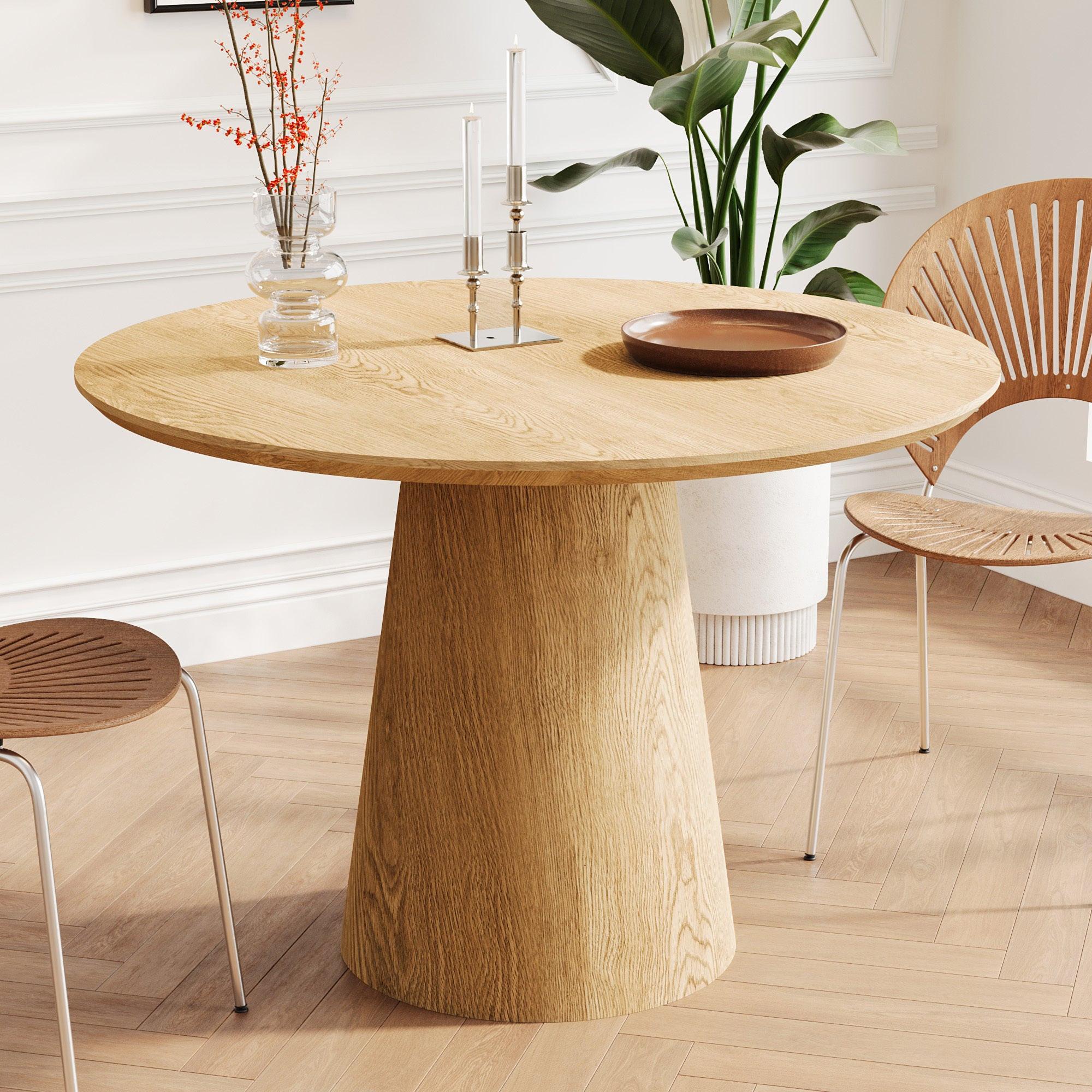 43 Inch Round MDF Dining Table for Modern Spaces.