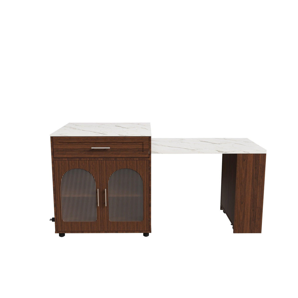 80-inch Expandable Kitchen Island with Dining Table.